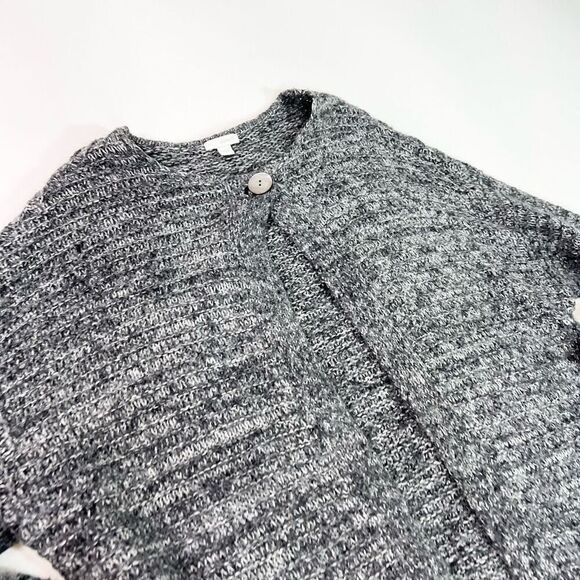 J Jill Cardigan Sweater Womens Medium Gray Mohair Wool Cashmere Pockets Button - Picture 2 of 10